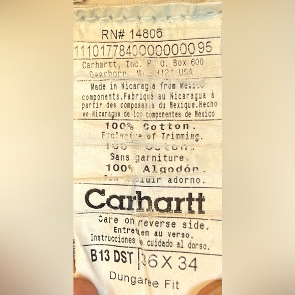 Carhartt B13 Men's Loose Fit Utility Workwear Jean in Darkstone, Size 36 X 34 - Picture 9 of 11